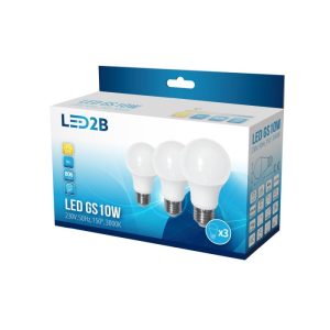 Ampoule LED GS 10W E27 3000K, paquet de 3 LED2B