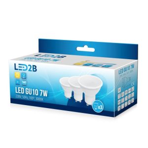 Ampoule LED GU10 7W 3000K, pack de 3 LED2B
