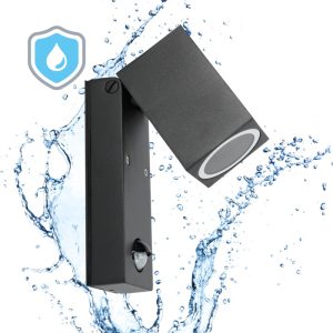 Applique murale de jardin avec détecteur de mouvement QUAZAR 15 1xU10 LX IP44 noir Kobi