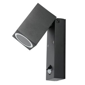 Applique murale de jardin avec détecteur de mouvement QUAZAR 15 1xU10 LX IP44 noir Kobi