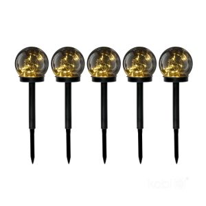 Borne de jardin solaire LED GLOBE 3000K IP44 lot de 5 LED2B