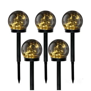Borne de jardin solaire LED GLOBE 3000K IP44 lot de 5 LED2B