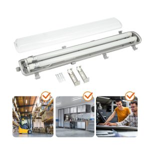 Ensemble HERMETIC 2x60 + LED T8 9W 4000K IP65 Kobi