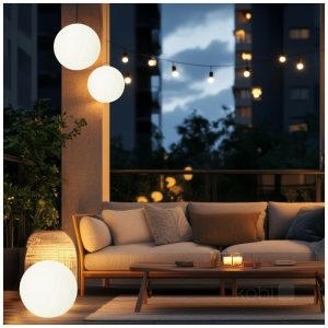 Lampe de jardin solaire LED BOULE DE JARDIN 30cm 3000K+RGB Kobi Design