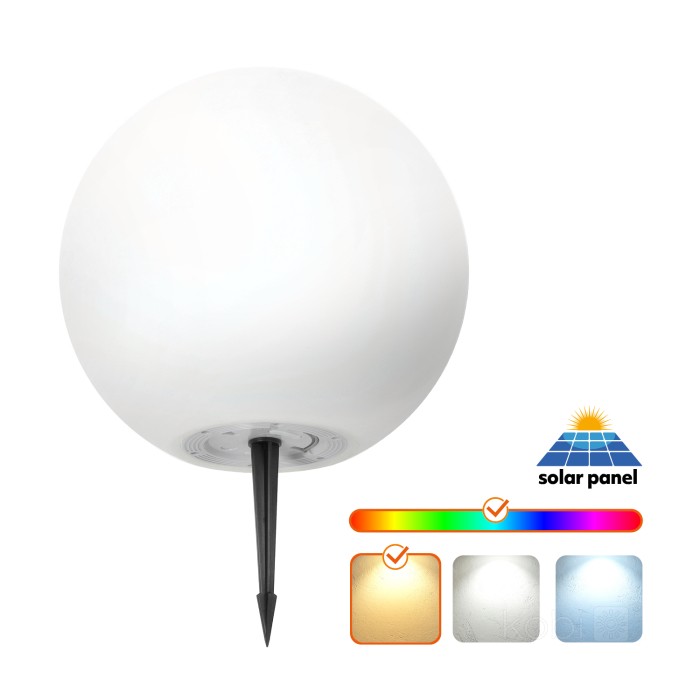 Lampe de jardin solaire LED BOULE DE JARDIN 30cm 3000K+RGB Kobi Design