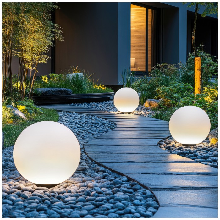 Lampe de jardin solaire LED BOULE DE JARDIN 40cm 3000K+RGB Kobi Design