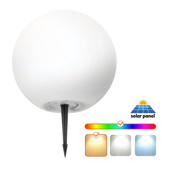 Lampe de jardin solaire LED BOULE DE JARDIN 40cm 3000K+RGB Kobi Design