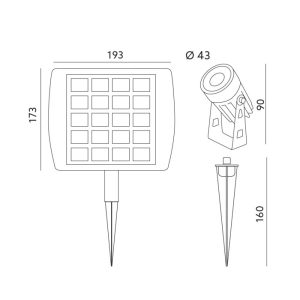 Lampe de jardin solaire LED SPIKE 2x1W 4000K IP65 Kobi