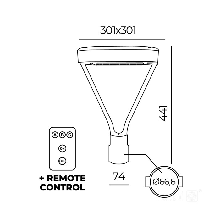 Lampe de parc HYBRIDE LED FUSION 14W 4000K IP65 Kobi Pro