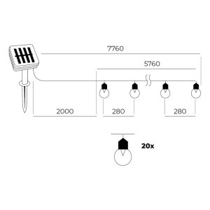 Lampe solaire de jardin SOLAR 20 LED STARLIGHT 3000K LED2B