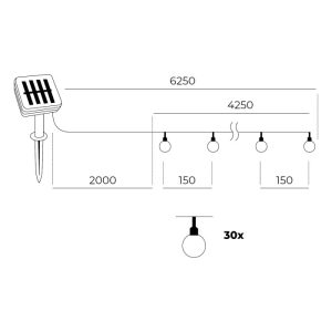 Lampe solaire SOLAR 30 LED AURA 3000K LED2B