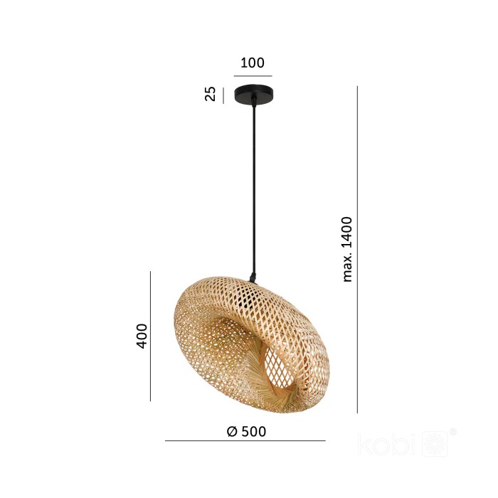 Lampe suspendue BOHO BEMIDI M 1xE27 Design Kobi