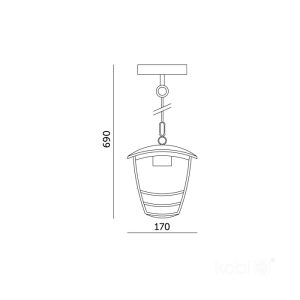 Lampe suspendue de jardin TEVIO W 1xE27 IP54 noir LED2B