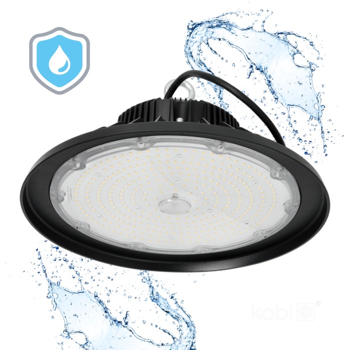 LED High Bay RIO PRO 200W 4000K IP66 Kobi Pro" en français se traduit par : "Projecteur LED Haute Baie RIO PRO 200W 4000K IP66 Kobi Pro