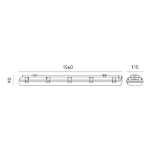 Luminaire étanche HERMIC 2x150 IP65 Kobi