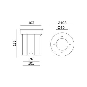Luminaire pour allée INGRESS 1xGU10 rond IP67 LED2B