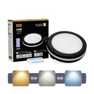 Plafonnier avec détecteur de mouvement LED NAIROS 12W CCT LX IP65 noir Kobi Premium