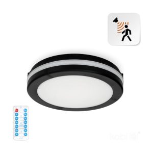 Plafonnier avec détecteur de mouvement LED NAIROS 12W CCT LX IP65 noir Kobi Premium