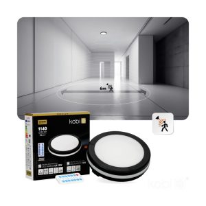 Plafonnier avec détecteur de mouvement LED NAIROS 12W CCT LX IP65 noir Kobi Premium