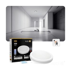 Plafonnier avec détecteur de mouvement LED NAIROS 24W CCT LX IP65 blanc Kobi Premium