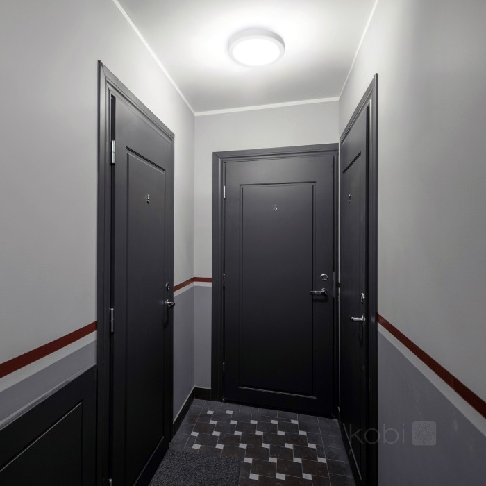 Plafonnier avec détecteur de mouvement LED NAIROS G2 18W 3CCT LX IP65 blanc Kobi Premium