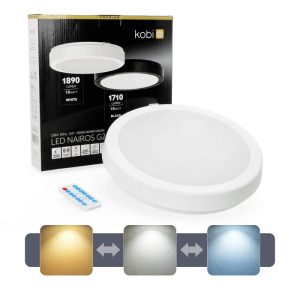 Plafonnier avec détecteur de mouvement LED NAIROS G2 18W 3CCT LX IP65 blanc Kobi Premium