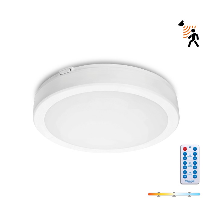 Plafonnier avec détecteur de mouvement LED NAIROS G2 18W 3CCT LX IP65 blanc Kobi Premium