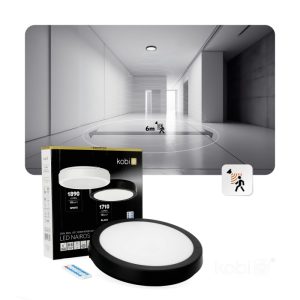 Plafonnier avec détecteur de mouvement LED NAIROS G2 18W 3CCT LX IP65 noir Kobi Premium