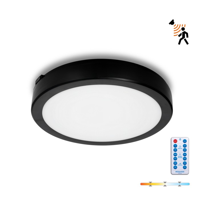 Plafonnier avec détecteur de mouvement LED NAIROS G2 18W 3CCT LX IP65 noir Kobi Premium