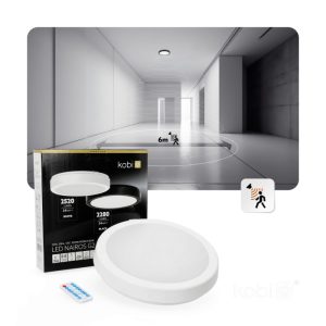Plafonnier avec détecteur de mouvement LED NAIROS G2 24W 3CCT LX IP65 blanc Kobi Premium