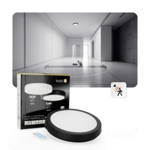 Plafonnier avec détecteur de mouvement LED NAIROS G2 24W 3CCT LX IP65 noir Kobi Premium
