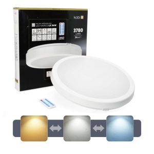 Plafonnier avec détecteur de mouvement LED NAIROS G2 36W 3CCT LX IP65 blanc Kobi Premium