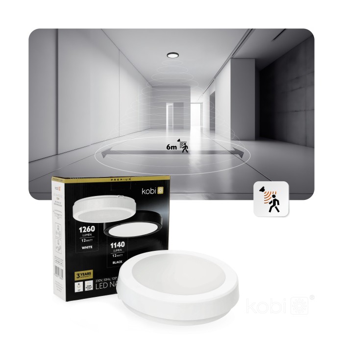 Plafonnier LED NAIROS G2 12W 3CCT IP65 blanc Kobi Premium
