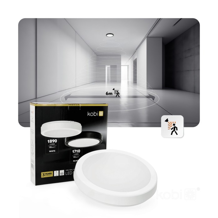 Plafonnier LED NAIROS G2 18W 3CCT IP65 blanc Kobi Premium