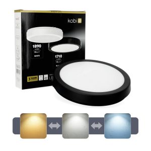 Plafonnier LED NAIROS G2 18W 3CCT IP65 noir Kobi Premium