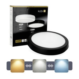Plafonnier LED NAIROS G2 24W 3CCT IP65 noir Kobi Premium