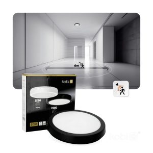 Plafonnier LED NAIROS G2 24W 3CCT IP65 noir Kobi Premium