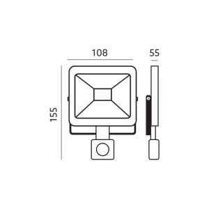 Projecteur à détecteur de mouvement LED MHC 10W 3000K IP44 noir LED2B