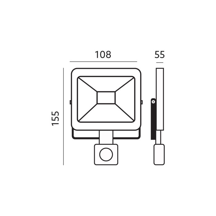 Projecteur à détecteur de mouvement LED MHC 10W 3000K IP44 noir LED2B