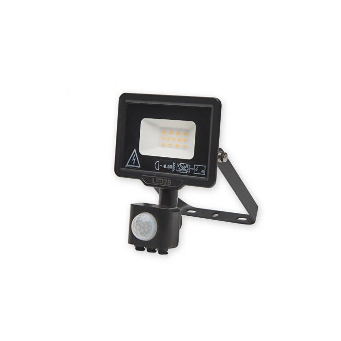 Projecteur à détecteur de mouvement LED MHC 10W 3000K IP44 noir LED2B