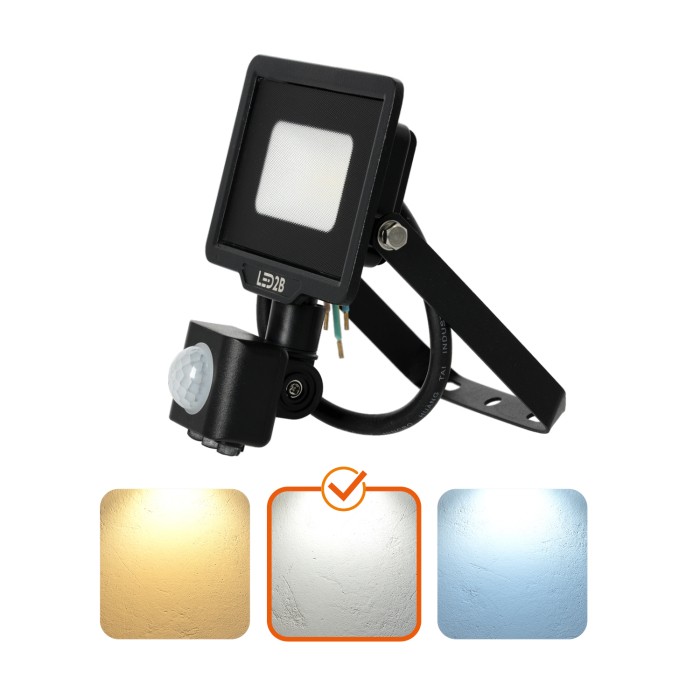 Projecteur avec détecteur de mouvement LED MHC 10W noir 4000K IP65 LED2B
