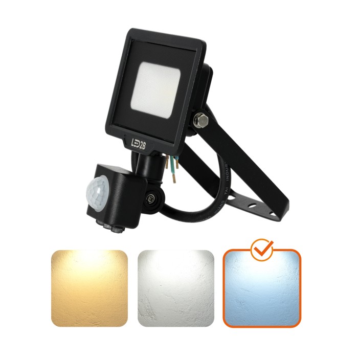 Projecteur avec détecteur de mouvement LED MHC 10W noir 6500K IP65 LED2B