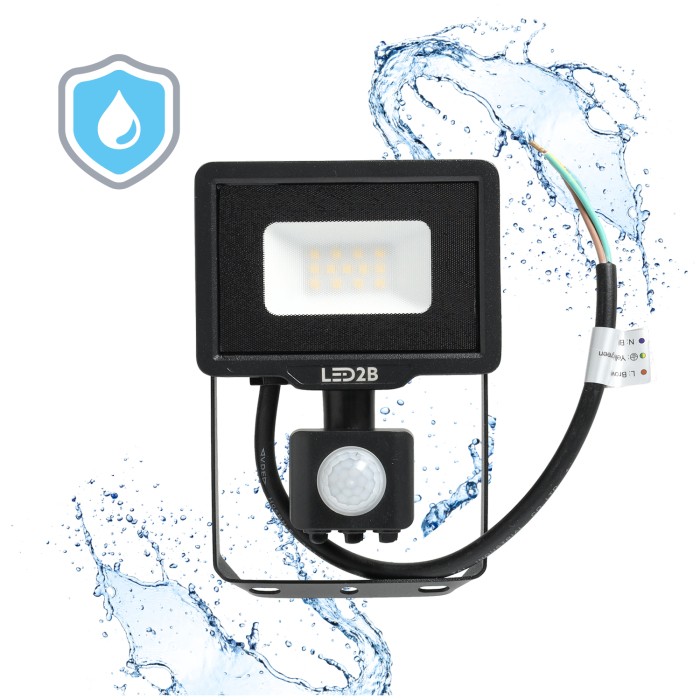 Projecteur avec détecteur de mouvement LED MHC 10W noir 6500K IP65 LED2B