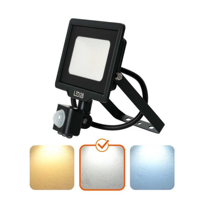 Projecteur avec détecteur de mouvement LED MHC 20W noir 4000K IP65 LED2B