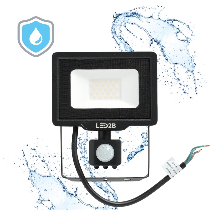 Projecteur avec détecteur de mouvement LED MHC 20W noir 6500K IP65 LED2B
