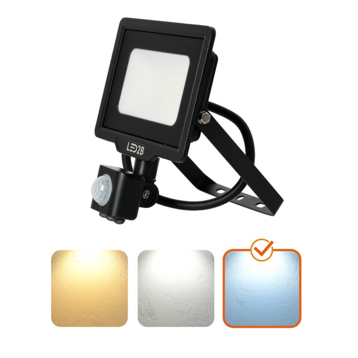 Projecteur avec détecteur de mouvement LED MHC 20W noir 6500K IP65 LED2B
