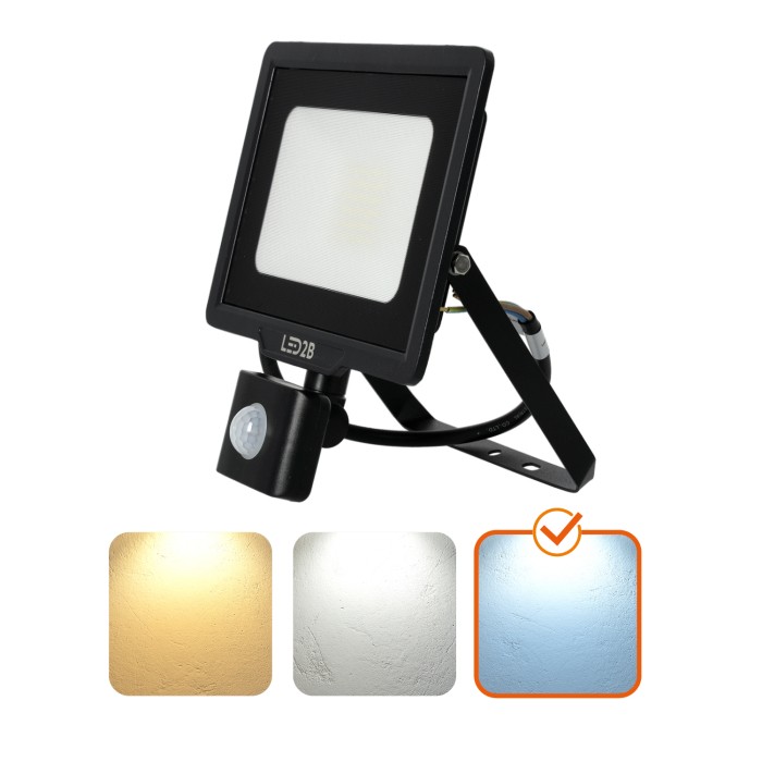 Projecteur avec détecteur de mouvement LED MHC 30W noir 6500K IP65 LED2B