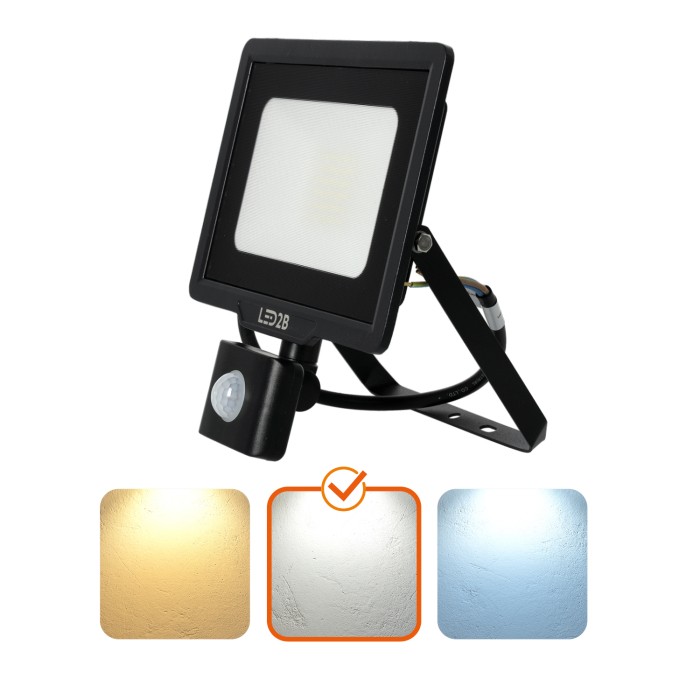 Projecteur LED avec détecteur de mouvement MHC 30W noir 4000K IP65 LED2B