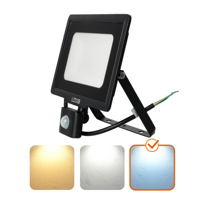Projecteur LED avec détecteur de mouvement MHC 50W noir 6500K IP65 LED2B