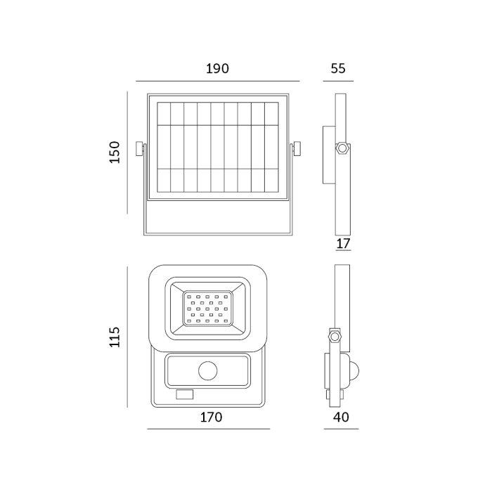 Projecteur solaire avec détecteur de mouvement LED NCS 10W 6500K IP65 LED2B